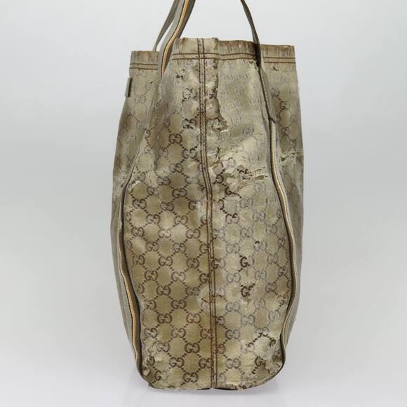 GUCCI GG Canvas Sherry Line Tote Bag Coated Canvas Gold Orange - Picture 7 of 13